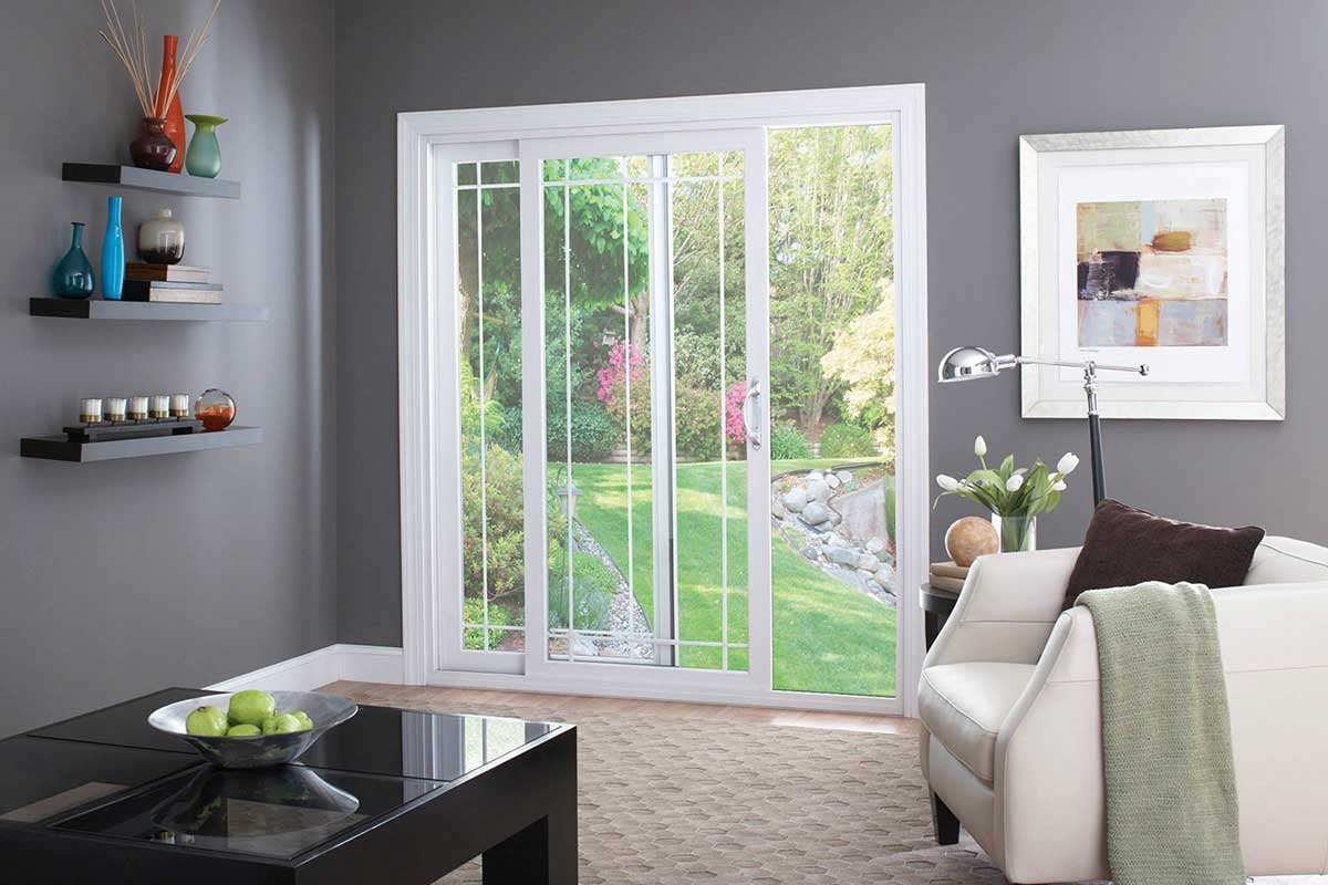 Gentek Contemporary Style Patio Door in White with grids